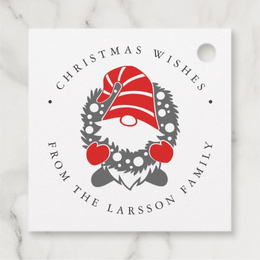 Funny Gnome met Garland Festive Kerstmis Bedankjes Labels (Achterkant)