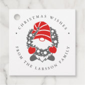 Funny Gnome met Garland Festive Kerstmis Bedankjes Labels (Voorkant)