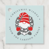 Funny Gnome met Garland Festive Kerstmis Mint Bedankjes Labels (Voorkant)
