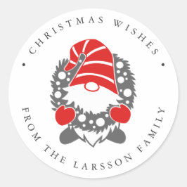 Funny Gnome met Garland Festive Kerstmis Ronde Sticker