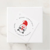 Funny Gnome met kerstcadeautje en Santa Hat Bedankjes Labels (In situ)