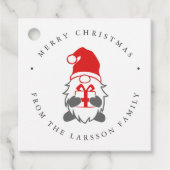 Funny Gnome met kerstcadeautje en Santa Hat Bedankjes Labels (Voorkant)