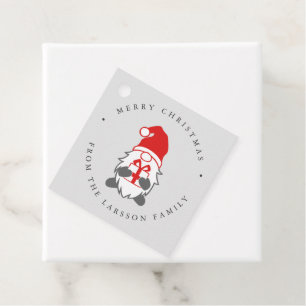 Funny Gnome met kerstcadeautje en Santa Hat Bedankjes Labels