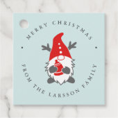 Funny Gnome met Reindeer Antlers kerstmint Bedankjes Labels (Voorkant)