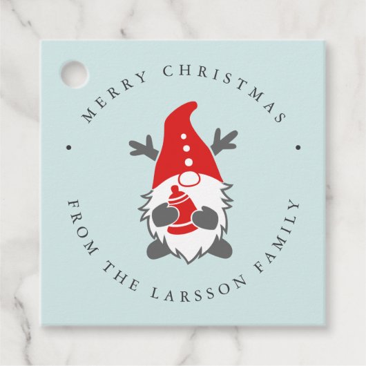 Funny Gnome met Reindeer Antlers kerstmint Bedankjes Labels (Voorkant)