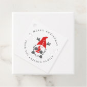 Funny Gnome met Reindeer Antlers Kerstmis Bedankjes Labels (In situ)