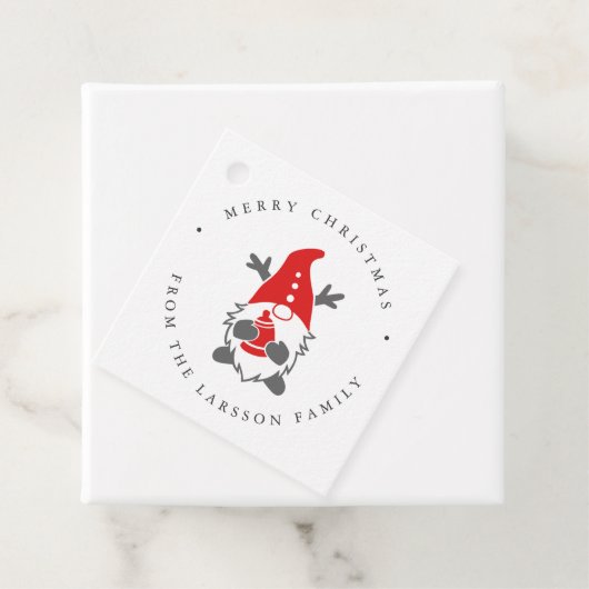 Funny Gnome met Reindeer Antlers Kerstmis Bedankjes Labels (In situ)