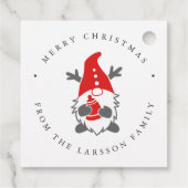 Funny Gnome met Reindeer Antlers Kerstmis Bedankjes Labels (Achterkant)