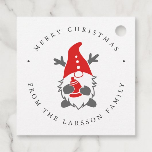 Funny Gnome met Reindeer Antlers Kerstmis Bedankjes Labels (Achterkant)