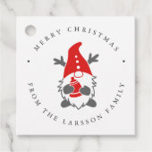 Funny Gnome met Reindeer Antlers Kerstmis Bedankjes Labels (Voorkant)