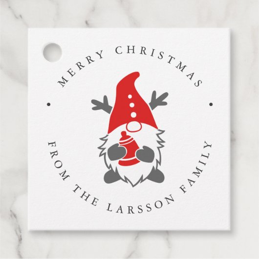 Funny Gnome met Reindeer Antlers Kerstmis Bedankjes Labels (Voorkant)