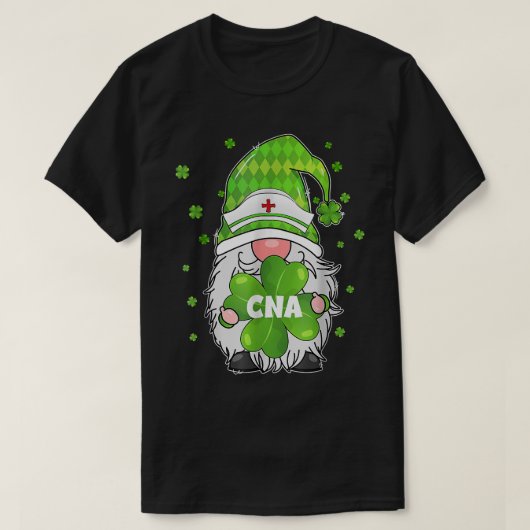 Funny Gnome met Shamrock CNA Zurse St Patricks Da T-shirt (Design voorkant)