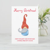 Funny Gnome Party Invitation – Whimsical Cute  Kaart (Staand voorkant)