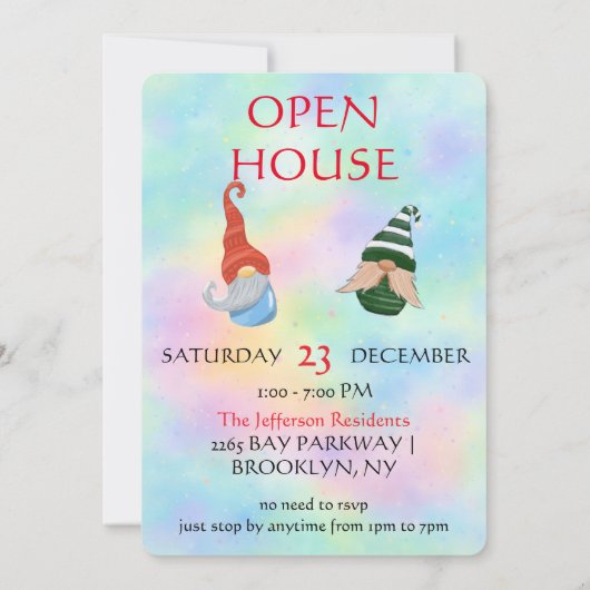 Funny Gnome Party Invitation – Whimsical Cute  Kaart (Achterkant)