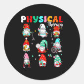 Funny Gnome Physical Therapy Pt Physical Therast C Ronde Sticker (Voorkant)