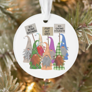 Funny Gnome Protest Kerstmis Ornament