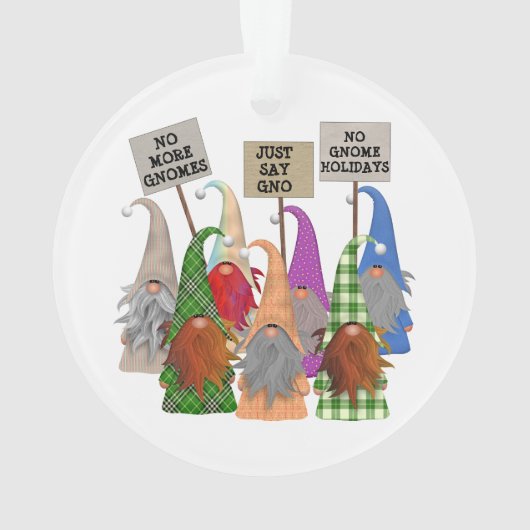 Funny Gnome Protest Kerstmis Ornament (achterkant)