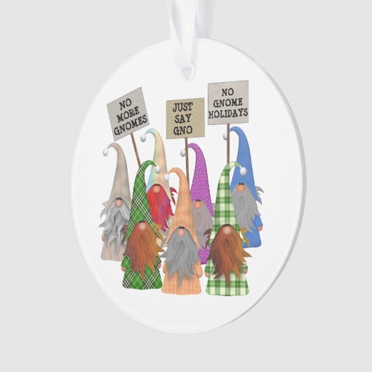 Funny Gnome Protest Kerstmis Ornament (voorkant)