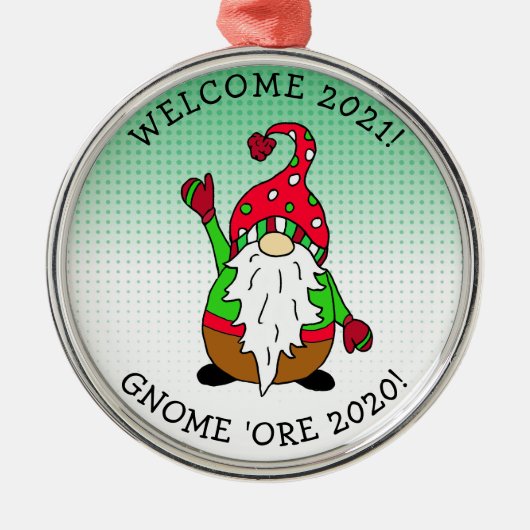 Funny Gnome Pun Kerstmis Metalen Ornament (Voorkant)
