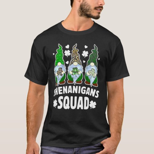 Funny Gnome Shenanigans Squad Shamrock St Patricks T-shirt (Voorkant)