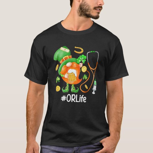 Funny Gnome Stethoscope of Life Beer St Patricks T-shirt (Voorkant)