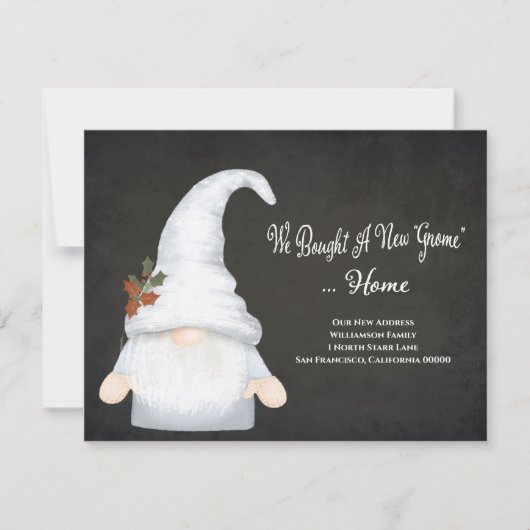 Funny Gnome We hebben nieuwe adresvakantie verplaa Aankondiging (Voorkant)