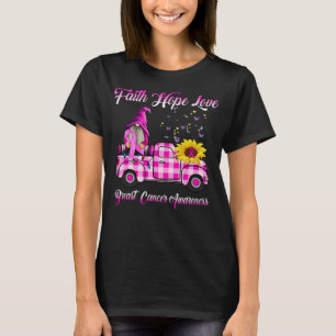 Funny Gnomes Faith Hope Love Breast Kanker T-shirt