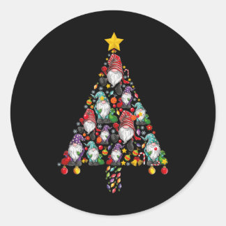 Funny Gnomes kerstboom Gnomies Family Xmas Ronde Sticker