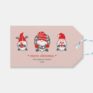 Funny Gnomes KerstFeestdagen Roze Cadeaulabel