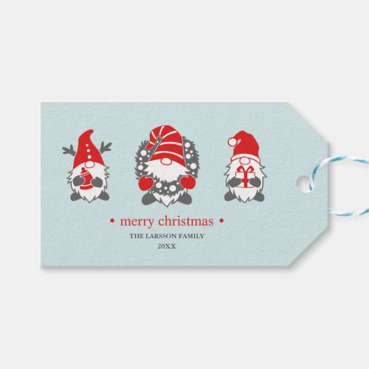Funny Gnomes | Munt voor kerstFeestdagen Cadeaulabel (Voorkant (Horizontaal))