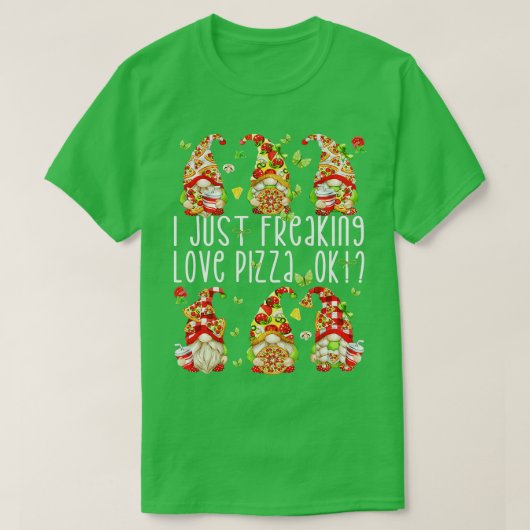 Funny Gnomes over PizzaI, gewoon vrijgevige Pizza T-shirt (Design voorkant)