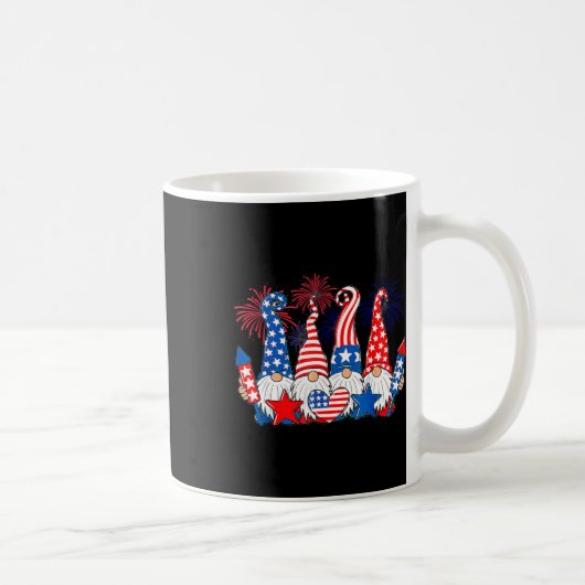 Funny Gnomes Patriotic American Flag Cute Gnomes 4 Koffiemok (Rechts)
