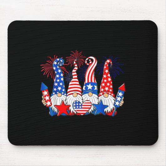 Funny Gnomes Patriotic American Flag Cute Gnomes 4 Muismat (Voorkant)