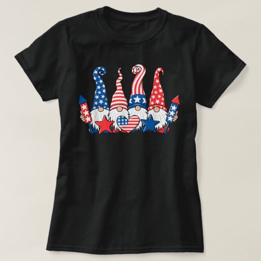 Funny Gnomes Patriotic American Flag Cute Gnomes 4 T-shirt (Design voorkant)