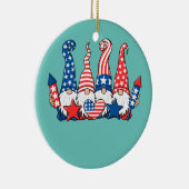Funny Gnomes Patriotic American Flag Cute Gnomes Keramisch Ornament (Rechts)
