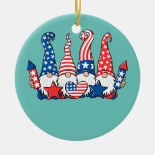 Funny Gnomes Patriotic American Flag Cute Gnomes Keramisch Ornament