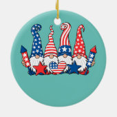 Funny Gnomes Patriotic American Flag Cute Gnomes Keramisch Ornament (Achterkant)