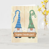 Funny Gnomes Verjaardag Kaart voor Iedereen (Gele Bloem)