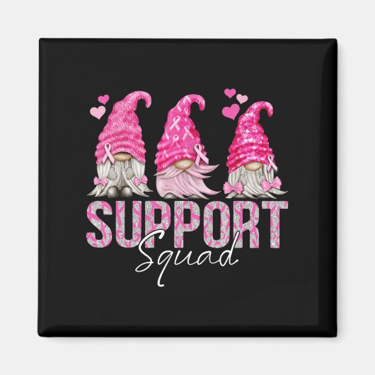 Funny Gnomies Support Squad Breast Cancer Awarenes Magneet (Voorkant)