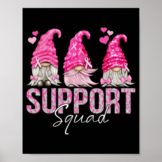 Funny Gnomies Support Squad Breast Cancer Awarenes Poster (Voorkant)