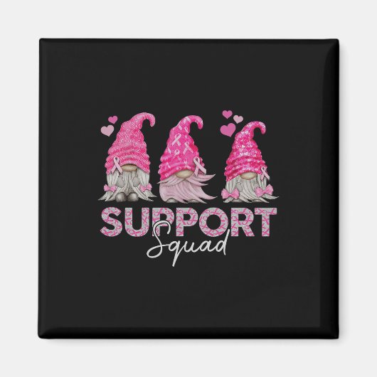 Funny Gnomies Support Squad Breast Cancer Magneet (Voorkant)