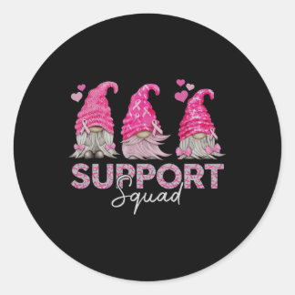 Funny Gnomies Support Squad Breast Cancer Ronde Sticker