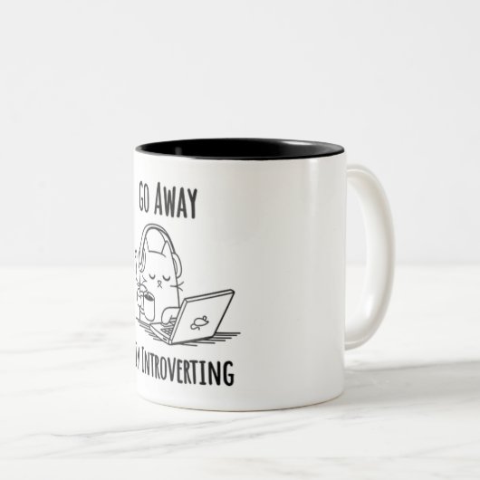 Funny Go Away I'm Introverting Tweekleurige Koffiemok (Voorkant rechts)