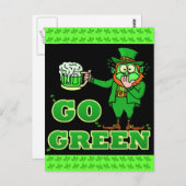 Funny "Go Green" Drink Leprechaun Briefkaart (Voorkant / Achterkant)