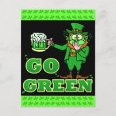 Funny "Go Green" Drink Leprechaun Briefkaart (Voorkant)