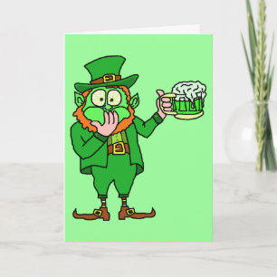 Funny "Go Green" Leprechaun Beer Feestdagen Kaart