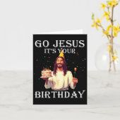 Funny Go Jesus Het is jouw verjaardag Merry Kerstm Kaart (Gele Bloem)