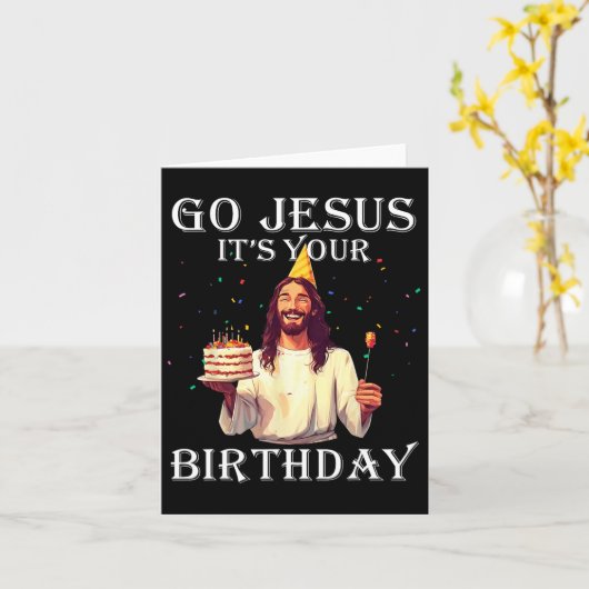 Funny Go Jesus Het is jouw verjaardag Merry Kerstm Kaart (Gele Bloem)