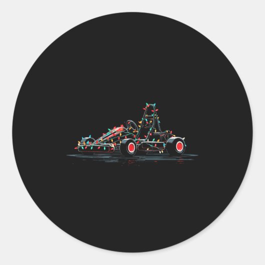 Funny Go Kart Christmas Graphics Lights Lover Kart Ronde Sticker (Voorkant)