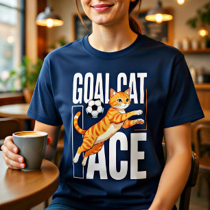 Funny Goal Cat Voetbal T-shirt – Cadeau voor Voetb